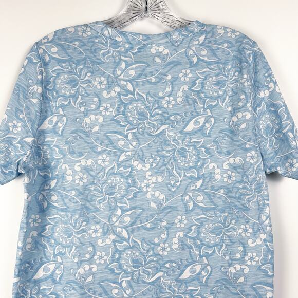 C&C California Blue Floral V Neck Top Logoed 100% Cotton Womens Size Small - Picture 10 of 12